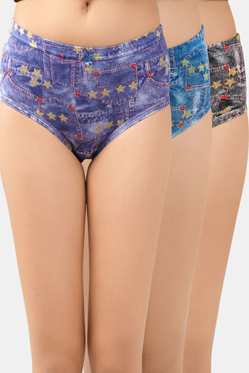 Buy Lady Lyka Medium Rise Full Coverage Hipster Panty (Pack of 3) - Multicolor